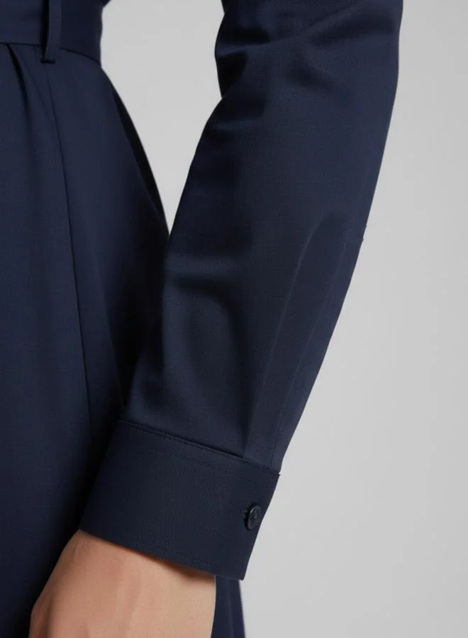 House Of Raeli  Women Navy Blue Cotton Collared Shirt Maxi Dress for Women | Best Price UAE